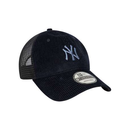 Casquette trucker marine unie en velours côtelé avec logo NY brodé - Image 3