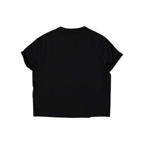 T-shirt en coton noir uni à coupe ample avec des manches courtes - Image 2