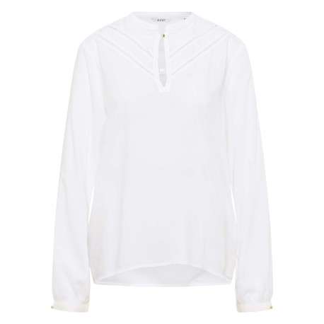 Blouse blanche unie avec un col tunisien et des manches longues