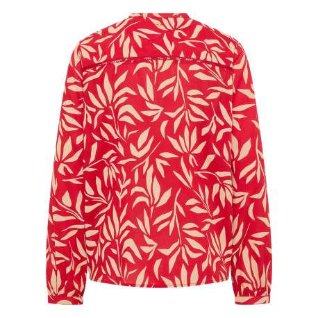 Blouse rouge ornée d'un motif fantaisie avec un col tunisien - Image 2