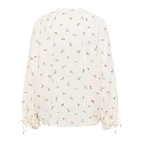 Blouse écrue ornée d'un motif fantaisie avec un col tunisien - Image 2