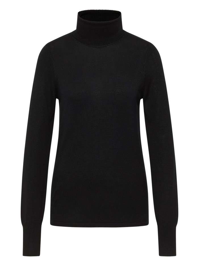 Pull noir uni avec un col...