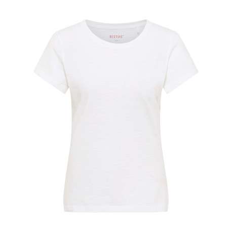 T-shirt en coton blanc uni avec un col rond et des manches courtes