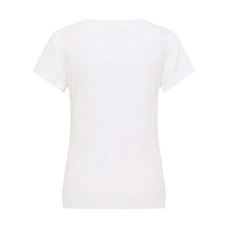 T-shirt en coton blanc uni avec un col rond et des manches courtes - Image 2