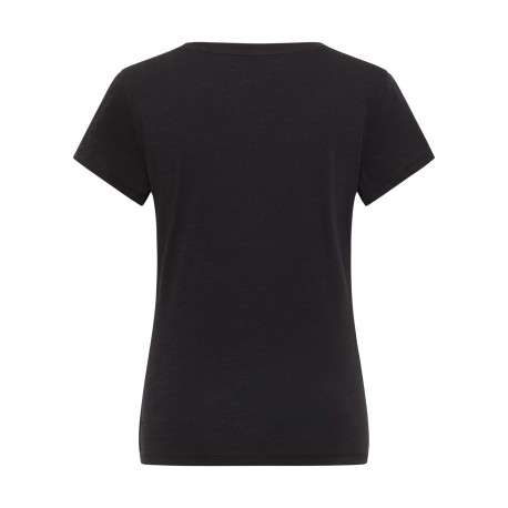 T-shirt en coton noir uni avec un col rond et des manches courtes - Image 2