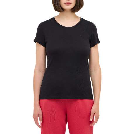 T-shirt en coton noir uni avec un col rond et des manches courtes - Image 3