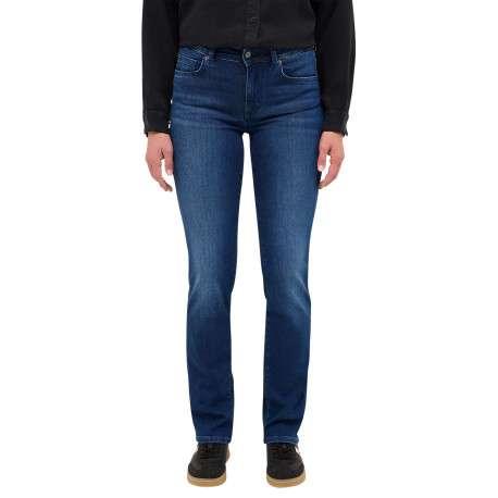 Jean en coton indigo coupe droite avec fermeture par glissière et bouton - Image 3