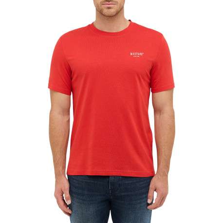 T-shirt en coton rouge uni avec un col rond et des manches courtes - Image 3