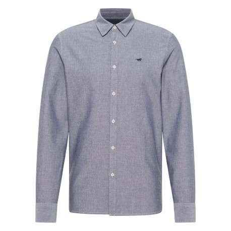 Chemise en coton bleu argenté avec un col chemise et boutonnière