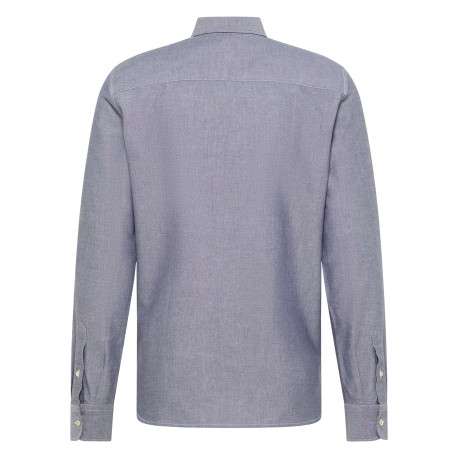 Chemise en coton bleu argenté avec un col chemise et boutonnière - Image 2