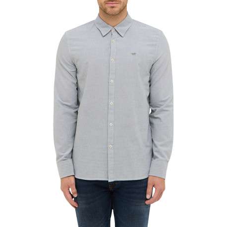Chemise en coton grise avec un col chemise et boutonnière à l'avant - Image 3