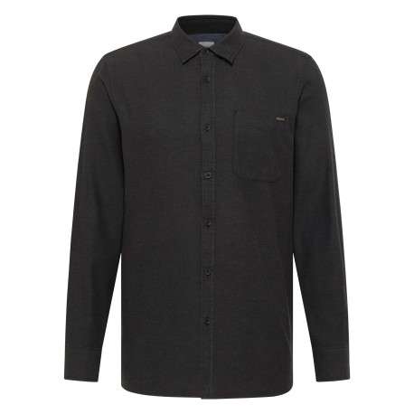 Chemise en coton noire avec un col chemise et poche sur la poitrine