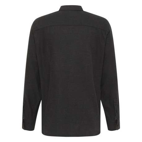 Chemise en coton noire avec un col chemise et poche sur la poitrine - Image 2