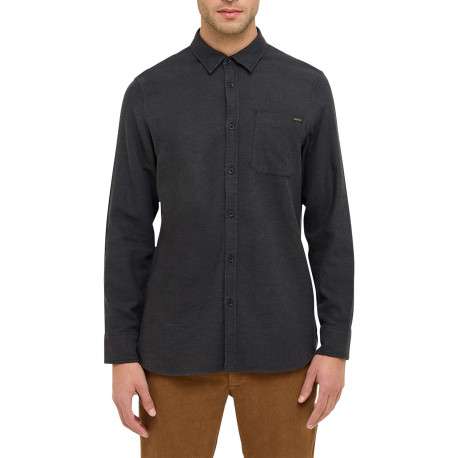 Chemise en coton noire avec un col chemise et poche sur la poitrine - Image 3