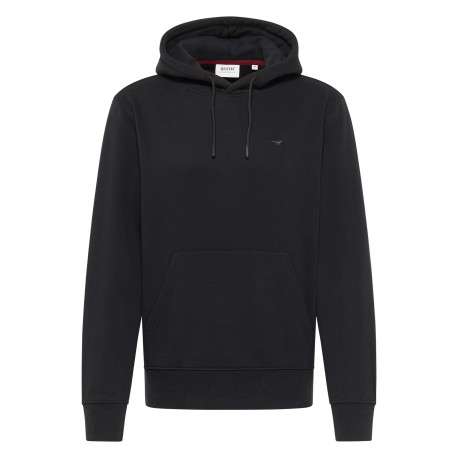 Sweat en coton noir avec un col à capuche et cordon de serrage