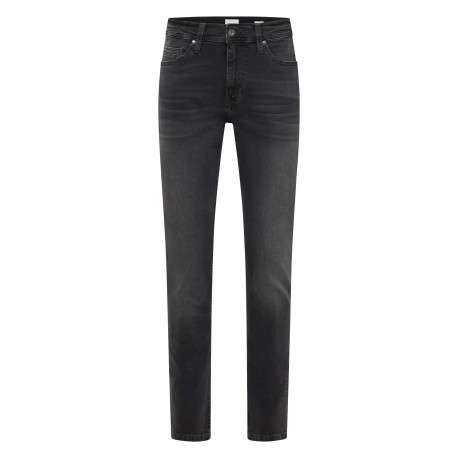 Jean vegas slim en coton noir avec une coupe slim et un patch d'authenticité