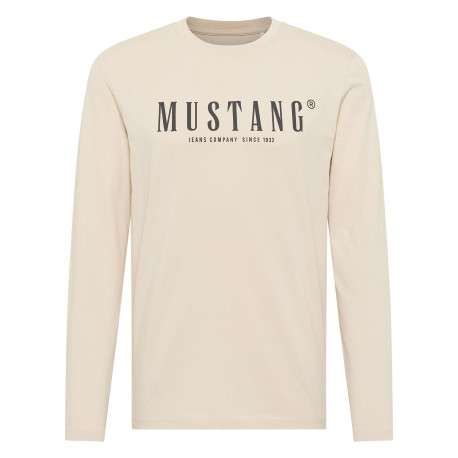 T-shirt en coton beige à col rond orné d'un logo oversize à l'avant