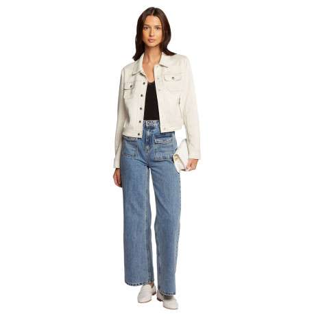 Blouson écru en suédine à coupe droite avec un col à revers et 4 poches - Image 4