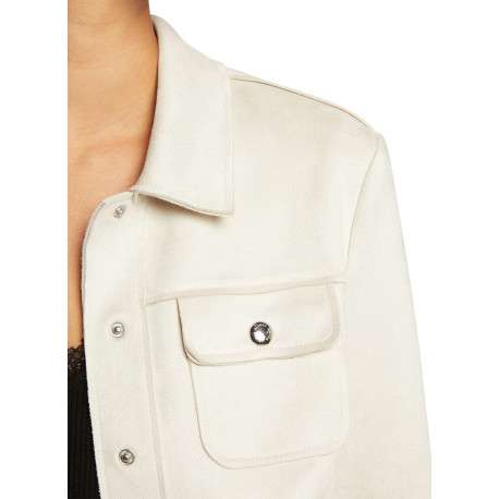 Blouson écru en suédine à coupe droite avec un col à revers et 4 poches - Image 6