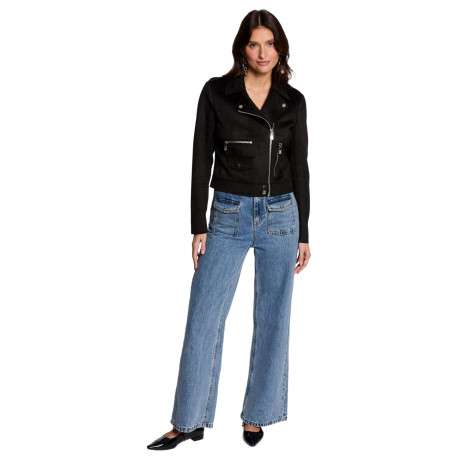 Veste perfecto noir en suédine à coupe droite avec un col à revers - Image 3