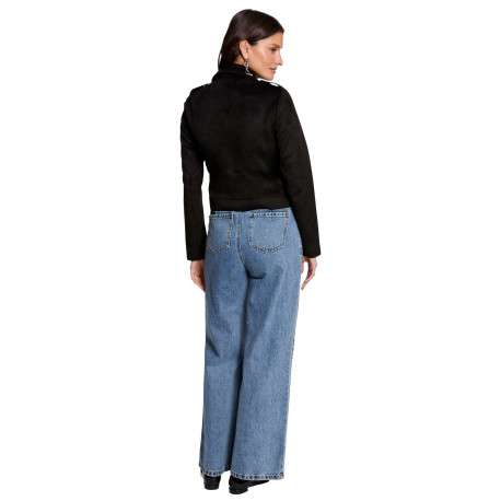 Veste perfecto noir en suédine à coupe droite avec un col à revers - Image 4
