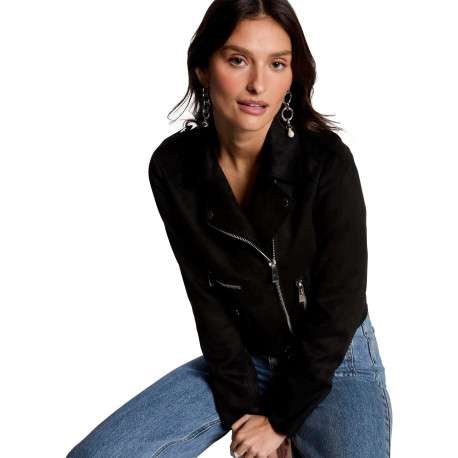Veste perfecto noir en suédine à coupe droite avec un col à revers - Image 6