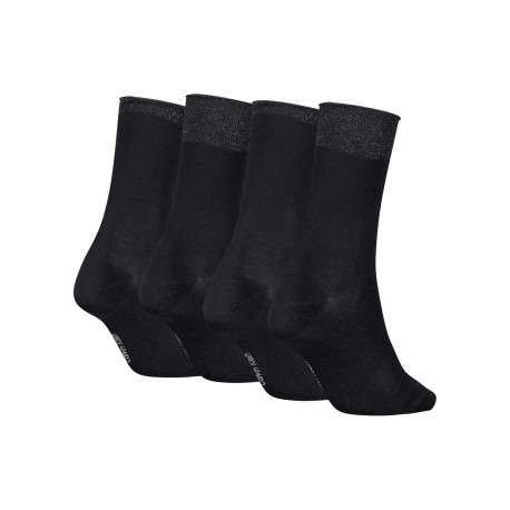 Lot de 4 paires de chaussettes hautes en coton mélangé noires unies - Image 2
