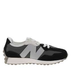 Baskets running noires avec empiècements en croûte de cuir et lacets