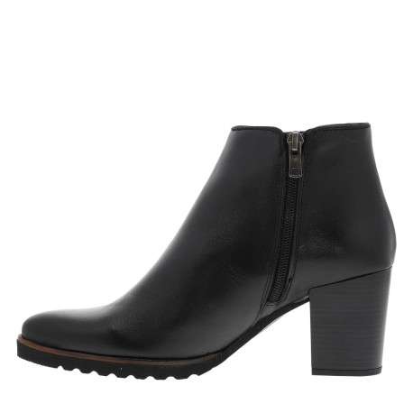 Boots en cuir noires avec semelle à talon décroché moyen et fermeture à zip