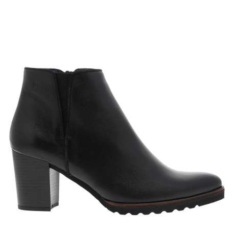 Boots en cuir noires avec semelle à talon décroché moyen et fermeture à zip - Image 2
