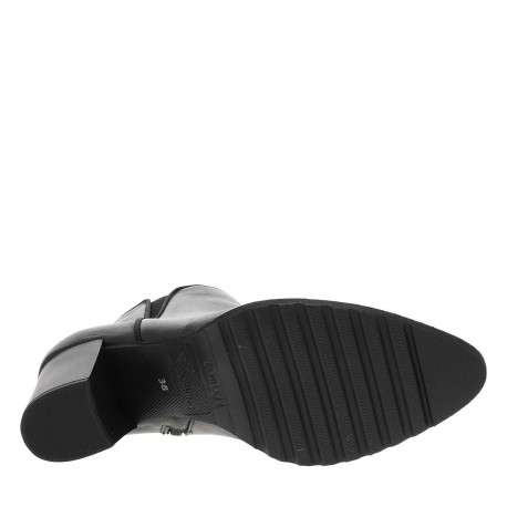 Boots en cuir noires avec semelle à talon décroché moyen et fermeture à zip - Image 5