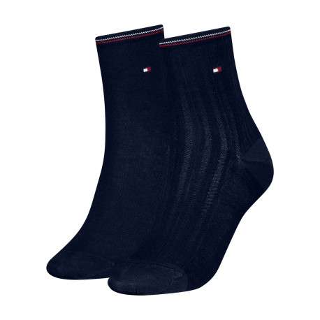 Lot de 2 paires de chaussettes hautes bleu marine en coton mélangé