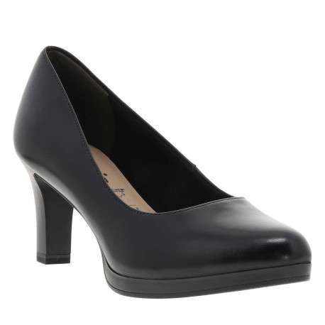 Éscarpins en cuir noir avec un talon à décroché haut effet bois - Image 4