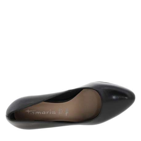 Éscarpins en cuir noir avec un talon à décroché haut effet bois - Image 5