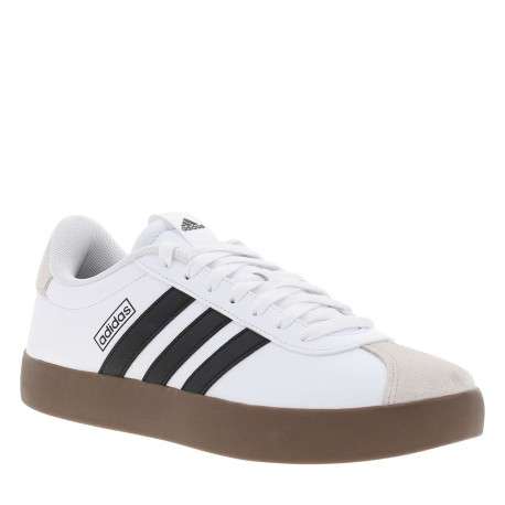 Tennis blanches avec semelle à talon plat avec empiècements en cuir nubuck - Image 4