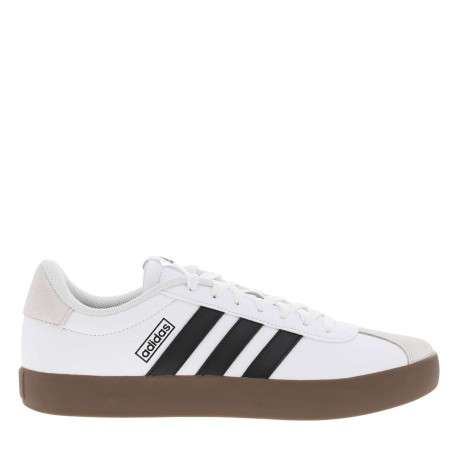 Tennis blanches avec semelle à talon plat avec empiècements en cuir nubuck