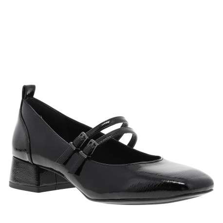 Ballerines noires vernies à bout carré et à talon décroché bas - Image 4