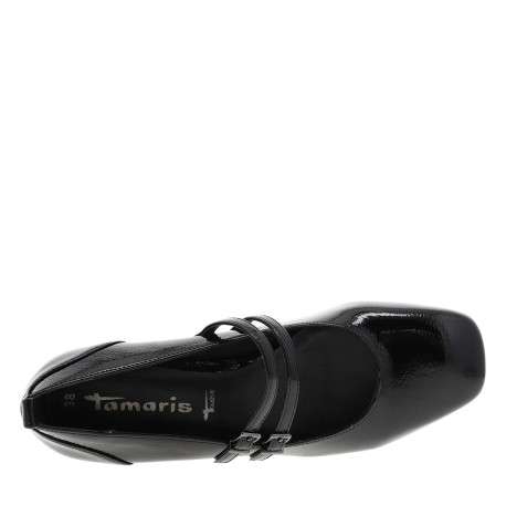 Ballerines noires vernies à bout carré et à talon décroché bas - Image 5