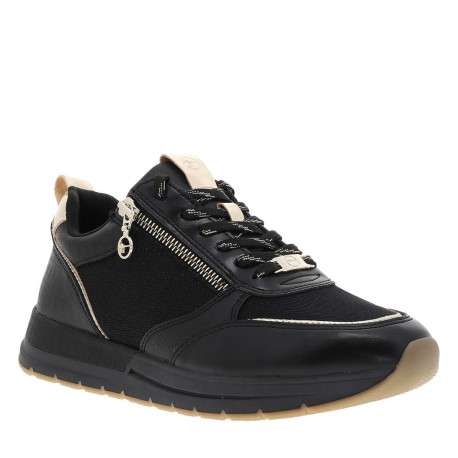 Baskets running noires pailletées à lacets avec semelle à talon plat - Image 4