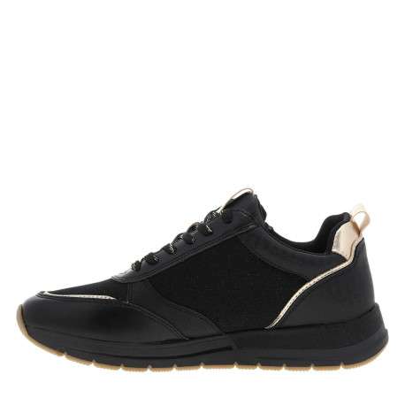 Baskets running noires pailletées à lacets avec semelle à talon plat - Image 3