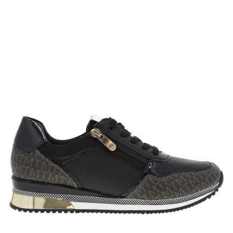Baskets running noires avec semelle à talon compensé bas et lacets