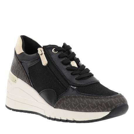 Baskets running noires avec semelle à talon compensé moyen et lacets - Image 4