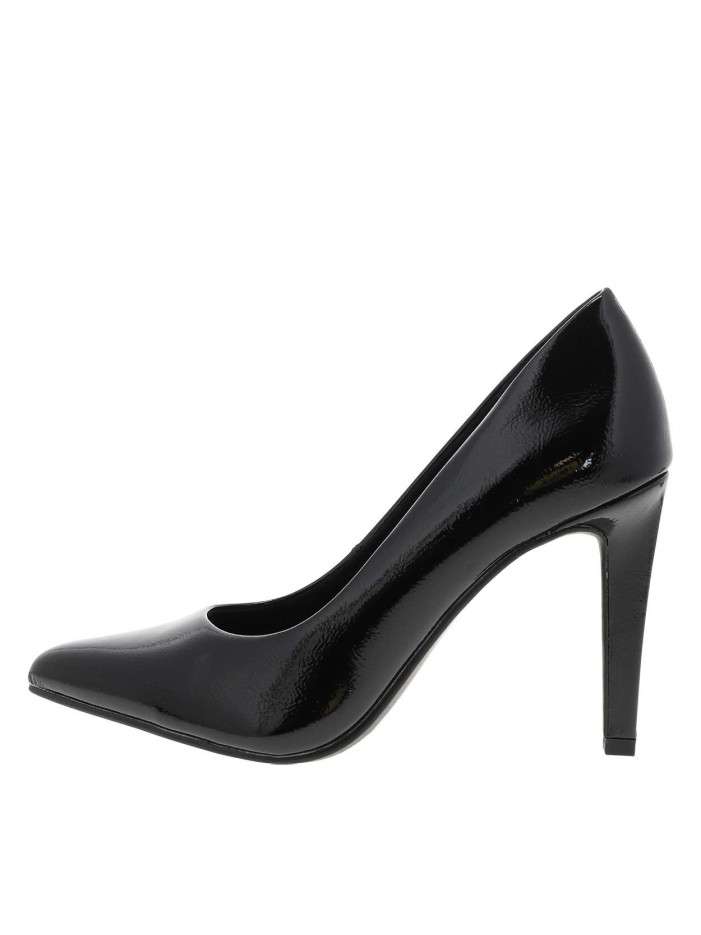 Escarpins noirs vernis avec semelle à talon décroché haut et fin