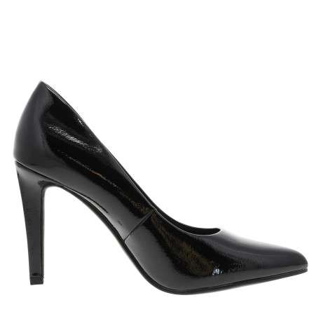 Escarpins noirs vernis avec semelle à talon décroché haut et fin - Image 2