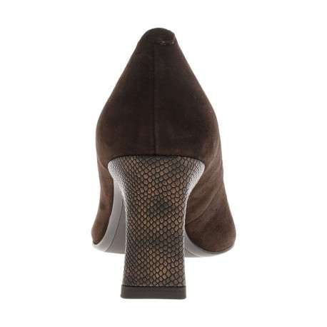 Éscarpins en cuir nubuck marron avec talon à décroché haut effet peau de serpent - Image 6