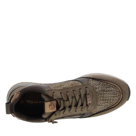 Baskets running bronze avec strass à lacets et semelle à talon plat - Image 4