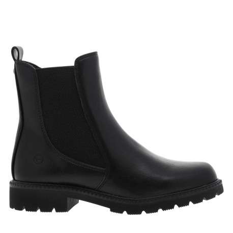 Boots noires avec semelle à talon décroché bas et soufflets élastiqués - Image 2