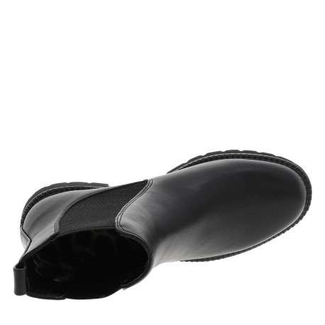 Boots noires avec semelle à talon décroché bas et soufflets élastiqués - Image 4