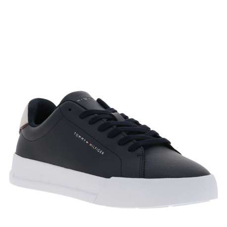 Tennis en cuir bleu marine à lacets avec semelle à talon plat - Image 3