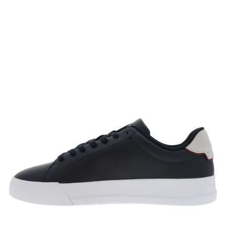 Tennis en cuir bleu marine à lacets avec semelle à talon plat
